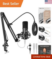 XLR/USB Condenser Microphone: 192kHz/24Bit Plug & Play PC Computer Podcast Ca…