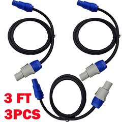 3X 3ft 16AWG Stage Lighting Fixture PowerCon-Compatible Power-Through Cable NEW