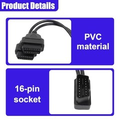 Right Angle OBD2 Splitter, Universal 16 Pin OBDII Extension Y Cable Black