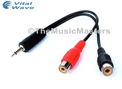 6 inch 3.5MM (1/8″) Mono Male to Dual RCA Female Jacks Audio Cable Wire VWLTW