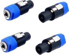 4 Pcs NL4FC Speaker to 1/4 Adapters TS Female Mono Plug to NL4FC 4-Pole SpeakON