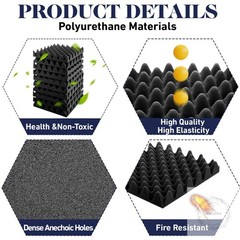 60 Pack Acoustic Foam Panels 12 x 12 x 2″ Sound Proof Foam Panels for Walls High