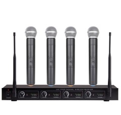 4 Hand Held Wireless Microphone System for Church School Play Speech Performance