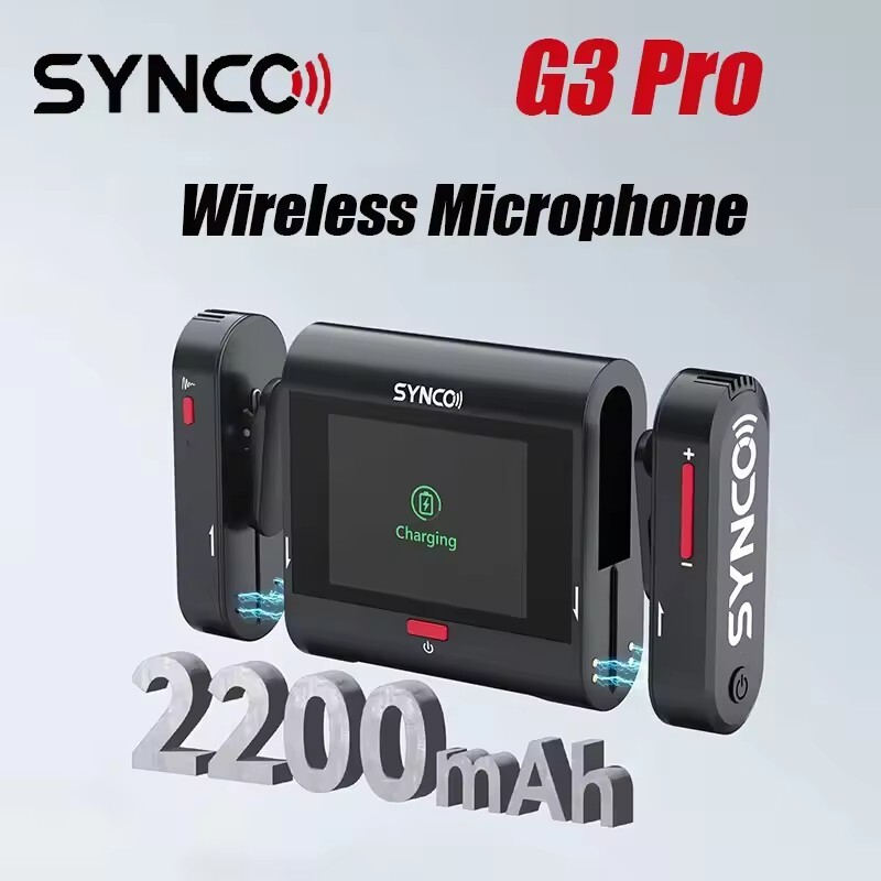 SYNCO G3 Pro Touch Wireless Lavalier Microphone System 2.4G Type-C Charging Case