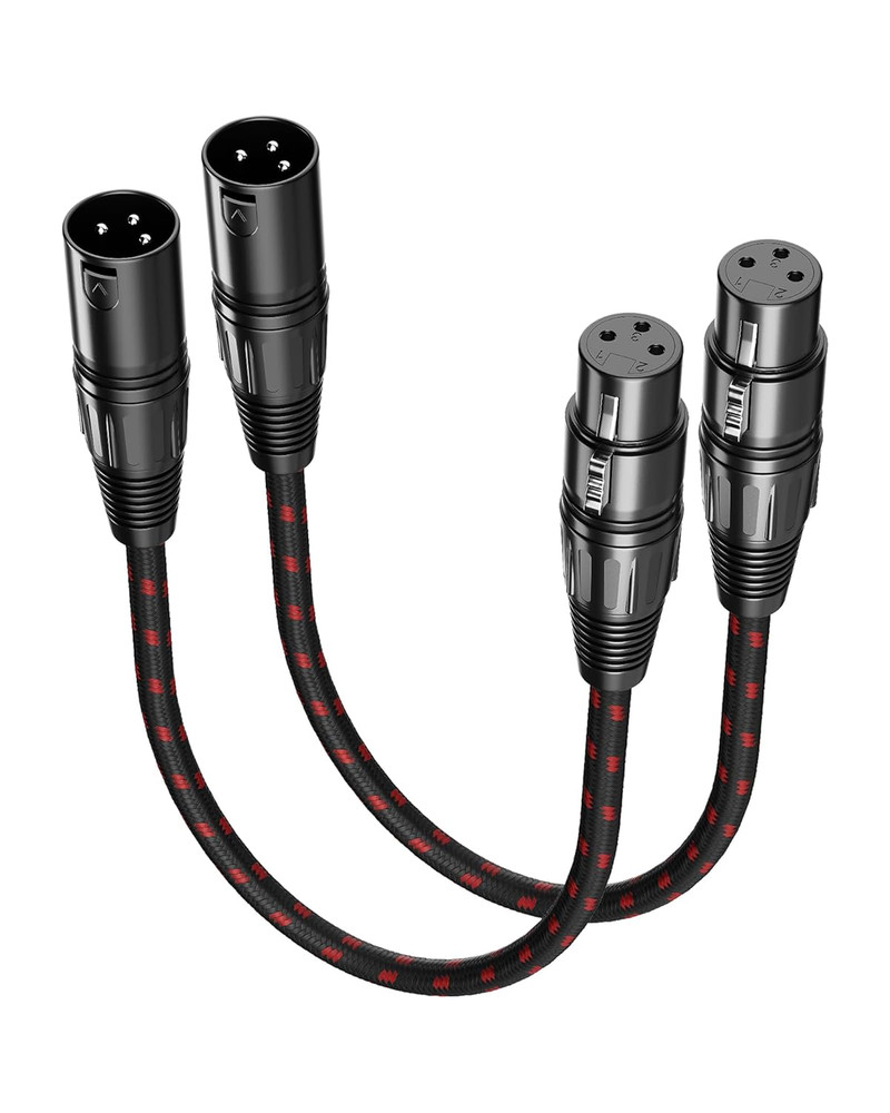 XLR Cable Short, Mic Cord 1 Ft 2 Pack, All Length from 6Inch to 100Ft, Braided