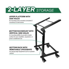 12U DJ Mixer Stand Rack Mount Rolling Stand Stage Cart Adjustable Rack Mount …