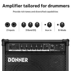 Donner DDA-35 35W Electronic Drum Amplifier Speaker Keyboard Electric Guitar Amp
