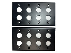 (2) Two Quad Gang Wall Plate Eight XLR Male / Female „D“ BLACK Steel