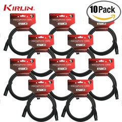 10-PACK Kirlin 10FT XLR Male/Female 20AWG Microphone Cable Black MPC-270PB-10/BK