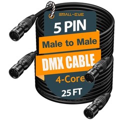 5 Pin DMX Cable Male to Male 25 ft 2-Pack – Specialty Jumper for Signal Routi…
