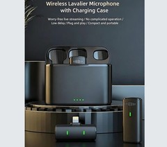 2in1 Wireless Lapel Microphone Noise Cancelling Recording Mic with Charging Box