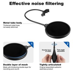 Aokeo Professional Microphone Pop Filter Mask Shield For Filter, black