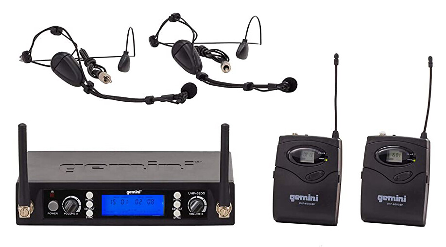 Gemini Sound UHF-6200HL Dual Headset w/ Detachable Lavalier Wireless Microphone