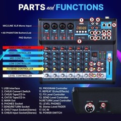Pyle PMXU83BT Bluetooth Pro Audio DJ Sound Mixer 8 Channels