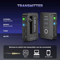 LEKATO 2.4G Wireless IEM System in Ear Monitor Set Transmitter Receiver