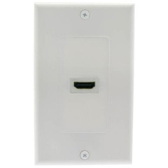 Parts Express 1-Port HDMI Wall Plate with 4″ Pigtail White