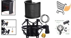 Microphone Shock Mount Pop Filter Metal For 46-51mm Condenser Mic Studio