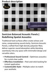 Sonicism 12 Pack Acoustic Wall Panels with Self-Adhesive, 12″ X 12″ X 0.4″ Sound