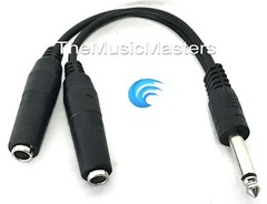 6 inch 1/4″ Male Mono Plug to Dual 1/4″ Jacks (F) Premium Audio Cable Wire VWLTW