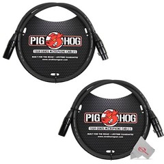 Pig Hog 8mm XLR Microphone Cable Male to Female 3 Ft Premium Mic Cable x2