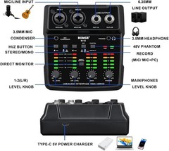 M12 USB Audio Interface, 2-Channel Mixer, XLR/3.5mm Input, 48V Power Supply, …