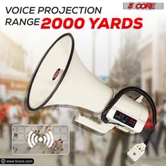5Core Megaphone Bullhorn Speaker 100W Professional Bull Horn Battery Power Megaf