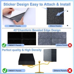 18 Pack Black Acoustic Panels 12″X12″X 0.4″Sound Absorbing Panel Wall Decorat…