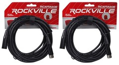 (2) Rockville RCXFM20E-B 20 Ft Female to Male XLR Mic Cables Black 100% Copper