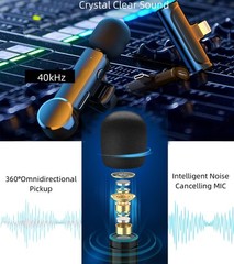 Mini Wireless Microphone USB C for iPhone 17/16/15, Android Phone