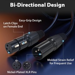Cyberguys! XLR Cables 2 Pack, XLR Male to Female Microphone Cable with Lockin…