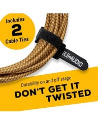 (5) GLS Audio 15 ft Instrument Cable, Yellow/Brown Tweed Cloth 1/4″ to 1/4″ NIP