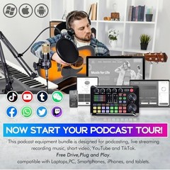 Podcast Equipment Bundle – BM-800 Microphone & F998 Sound Card for Streaming, Ga