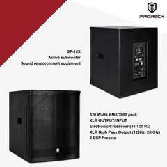 PRORECK 18″ Powered PA Sub 3000W Class-D Outdoor Mega Party Event Bass Sound