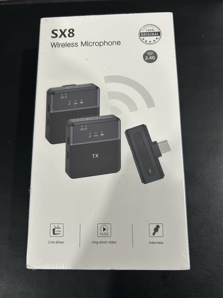 Vlogging SX8 Wireless Microphone System New Sealed Set Of 2