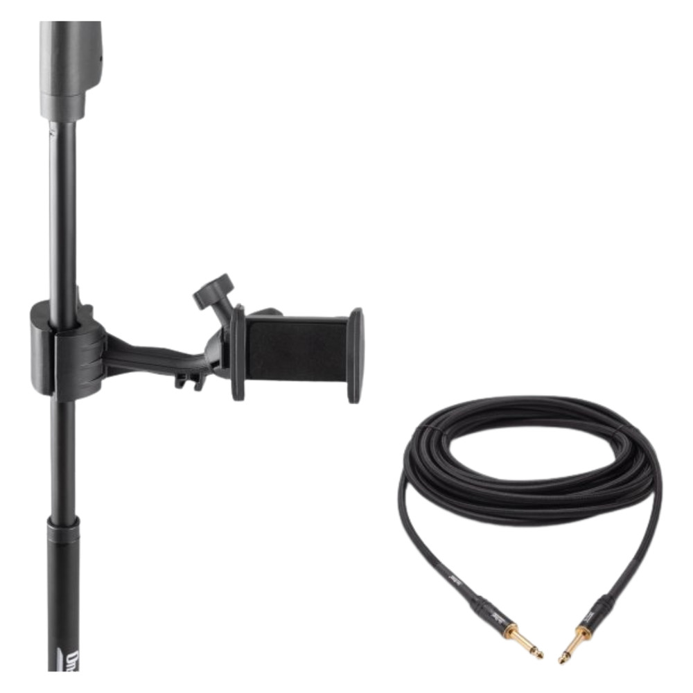 Mic Stand Smartphone Holder Mount + 25ft Production-Grade Straight XLR Cable