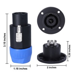 2 Sets 8 Pole Speakon Connector High Load NL8FC Adapter & NL8MPR Chassis Socket