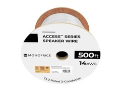 Monoprice Speaker Wire, CL2 Rated, 2-Conductor, 14AWG, 500ft, White