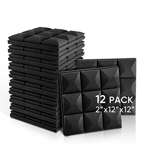 Acoustic Foam Panel Wedge Studio Soundproofing Wall Tiles 2″ x 12″ x 12″ 12 Pack