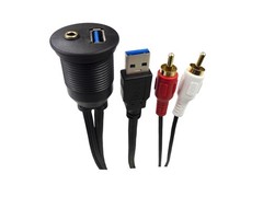 RonDexy Flush Mount Cable Kit 3 ft USB 3.0 Male to Female Small, Black