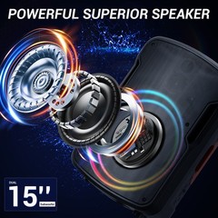 15″ Portable Wireless Bluetooth Party Speaker FM Radio AUX TWS with Mic & Stand