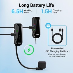 TONOR Wireless Headset Microphone, UHF Microphone 9.06×7.48×2.56IN, Black