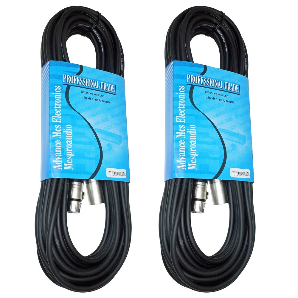 MCSPROAUDIO 2 Pack 50 Foot FT 3 Pin XLR Mic Microphone 50 feet, watch-69