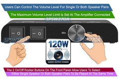2-Way Speaker Selector Switcher Distributor Dual Zone Loudspeaker Controller