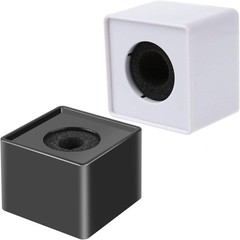2 Pieces Portable Square Cube Shaped Interview Mic Microphone Flag Station Logo