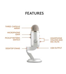 Blue Yeti Professional Multi-Pattern USB Condenser Microphone Sliver NOT TESTED