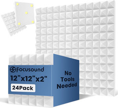 White Acoustic Panels 24 Pack 2″X12″X12″ with 120 PCS Double-Side Adhesive – Sou