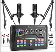Hayner-Seek Podcast Equipment Bundle for 2 for Live Streaming, DJ Mixer