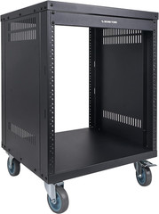 12U Universal Steel Rack with Locking Casters & Vented Panels for AV/Network