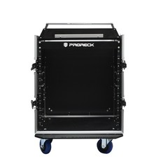 PRORECK 10U Slant Top Mixer 12U Road Case ATA Plywood Amp Flight Rack Wheels
