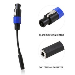 Speakon Male to 1/4 Female Cable 6 inch 12 inch Pro SpeakON to 6.35mm Audio Wire